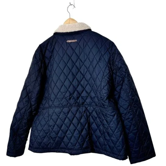 Lauren Ralph Lauren Berber Quilted Faux Shearling Trim Jacket navy blue size XXL - Picture 4 of 7